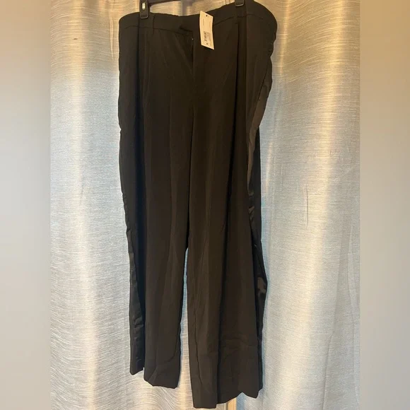 A New Day Black Dress Pants Tuxedo Stripe Business Office Chic Classy NWT - Picture 2 of 7